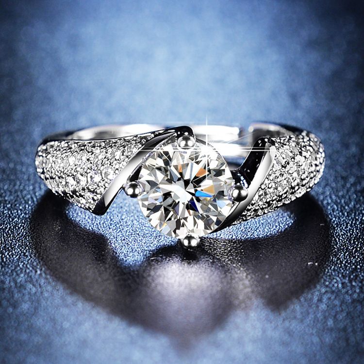 Live streaming light luxury design fashionable diamond inlaid moissanite one carat open zircon ring for women_voghion.com