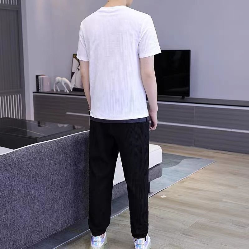 Sommer-Sport-Set in Übergröße, High-End, lässig, atmungsaktiv, elastisch, schnelltrocknend, ultradünn, kurzärmlig_voghion.com
