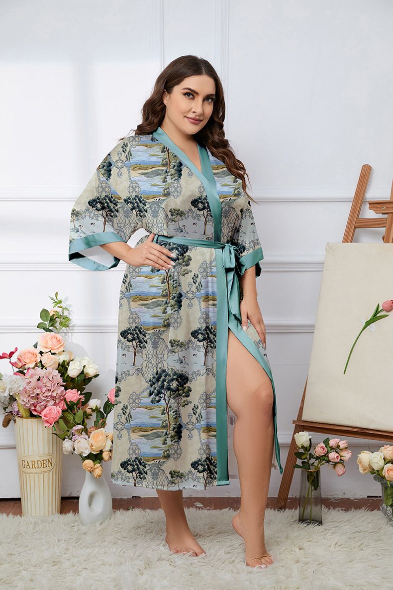 Sömn Damkläder Stora Pyjamasar Nya Satinpyjamas Dam Sommar Lätt Lyxigt Issiden Sval Nattlinne Badrock Hemkläder_voghion.com