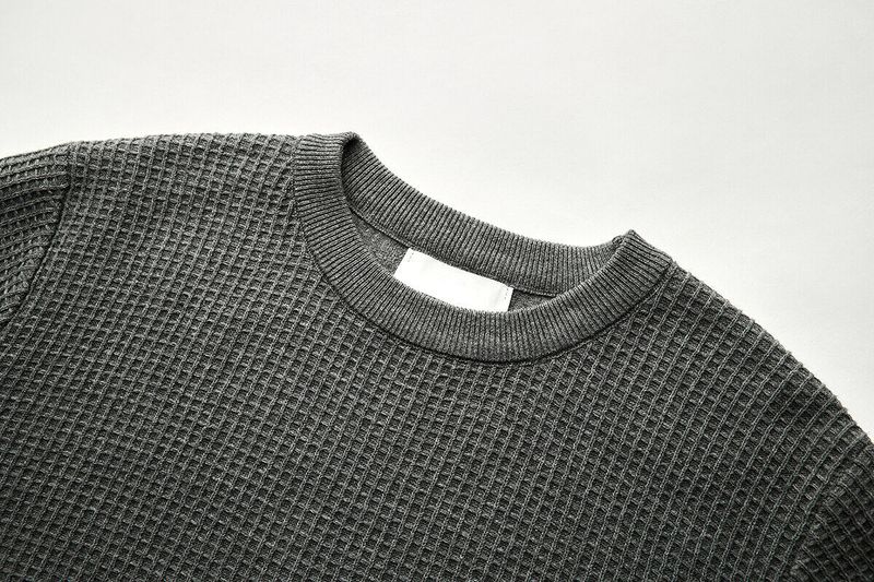 Herrenbekleidung Herren Retro Waffelstruktur Schulter Fitness Gestricktes Kurzarm-T-Shirt Casual_voghion.com