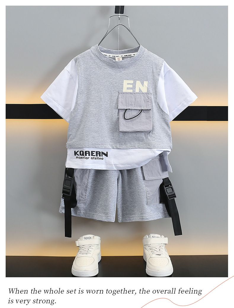 Trajes de verano para niños, finos, de manga corta, para niños, nuevo estilo, para verano, para niños, guapos, para tiempo libre, deportivos, traje de dos piezas a la moda._voghion.com