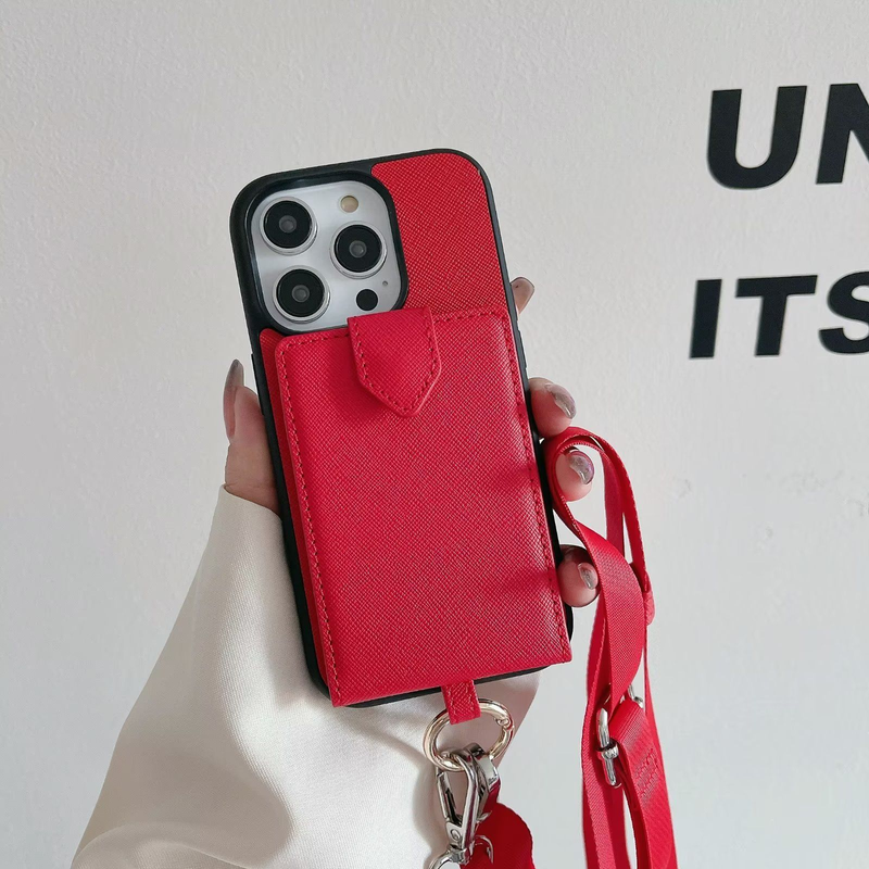 Mobile phone case rhombus diagonal card holder suitable for iPhone14 Apple 13promax mobile phone case cross pattern chain_voghion.com