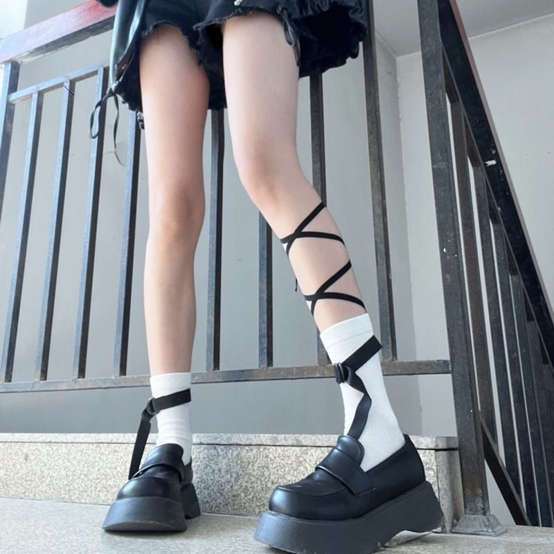 2025d Functional Lace-up Workwear Cool Punk Dark Gothic Hot Girl Style Ins Personality Belt Socks 200_voghion.com