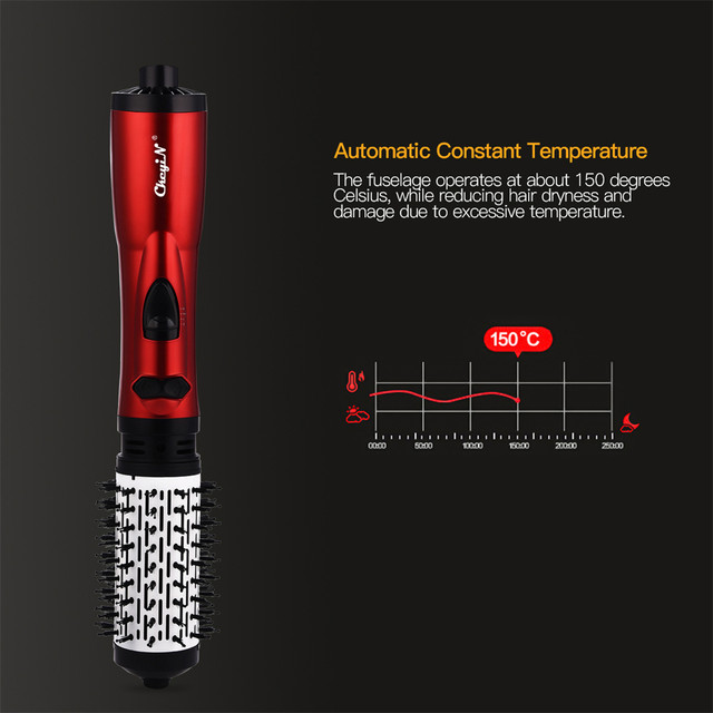 CkeyiN Spazzola per asciugacapelli 2 in 1 Spazzola per rotazione ad aria calda Arricciacapelli Lisciante Styling Auto-rotante Ionico Rotondo Asciugacapelli Volumizzante_voghion.com