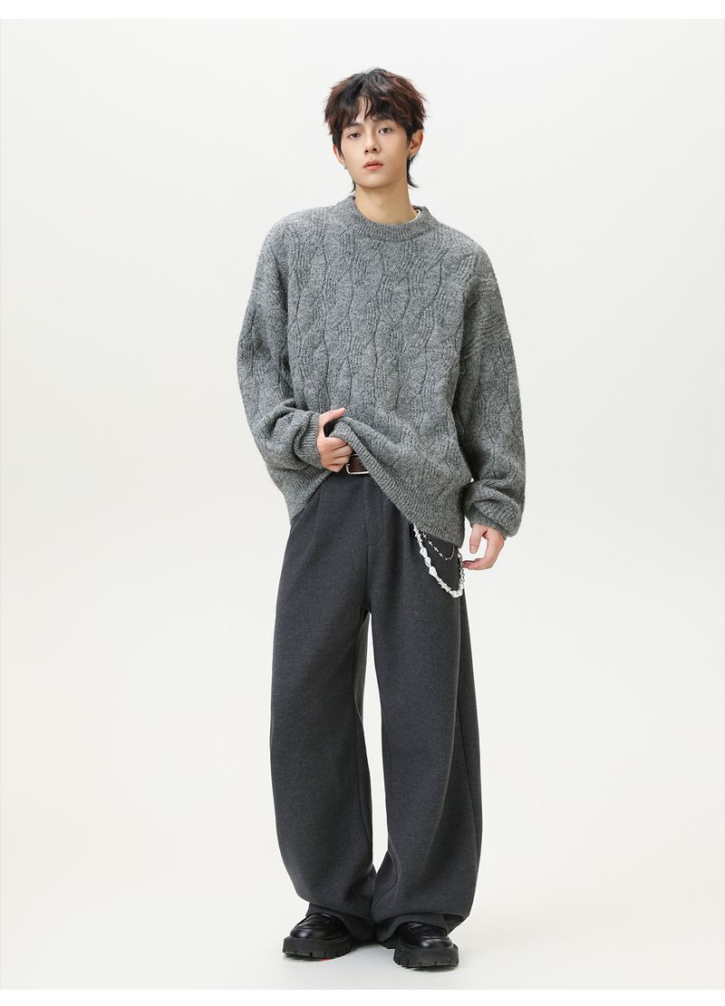 Men’s Mohair Cable Knit Sweater - Retro Crewneck Pullover In Rich Colors (M/L/XL/XXL/XXXL)_voghion.com