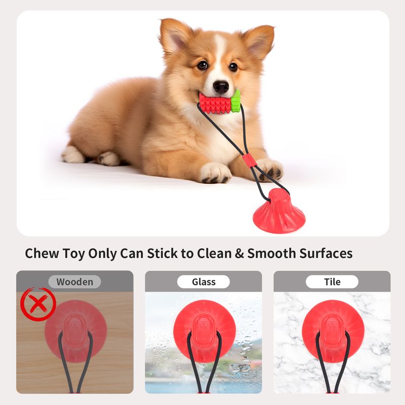New Dog Treat Dispensing Durable Rubber Chew TPR Teeth Cleaning Stick With Suction Cup Stress Relief Toy_voghion.com