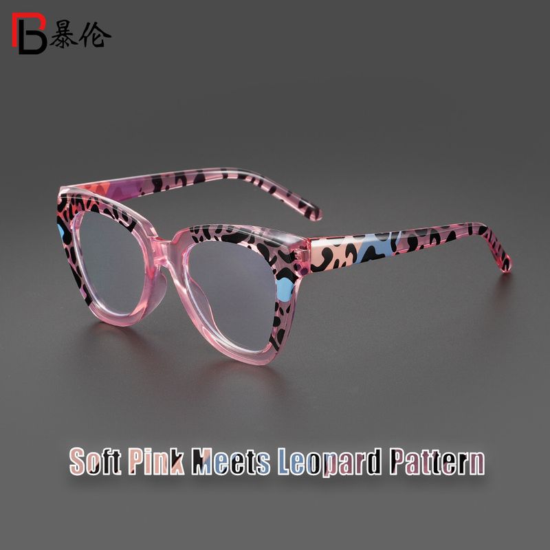 Nuovi occhiali da vista senza prescrizione anti-luce blu con blocco di colore alla moda, stampa leopardata, effetto occhi di gatto, aspetto naturale_voghion.com