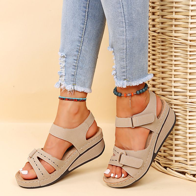 Sandales décontractées à grande taille pour femme, chaussures d'extérieur à scratch_voghion.com