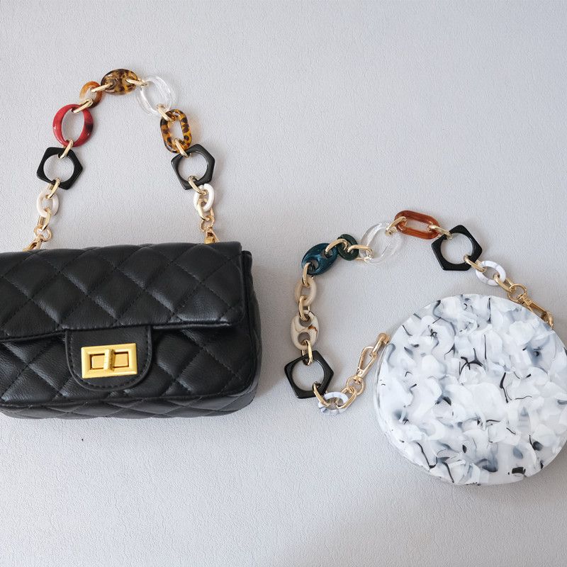 Dicker Schultergurt, Zubehör, gemischte Goldtasche, Harz, kurze Acryl-Telefonkette_voghion.com