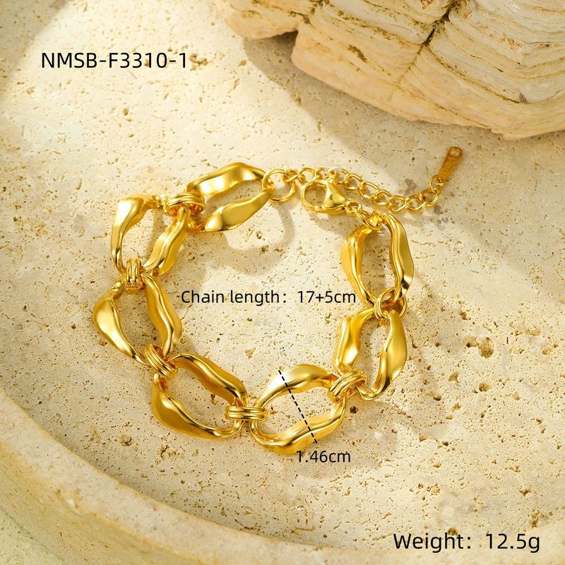 Pulsera de acero de titanio para mujer INS, chapada en oro de 18 quilates, con incrustaciones de circonitas, elegante y versátil, ideal para apilar._voghion.com