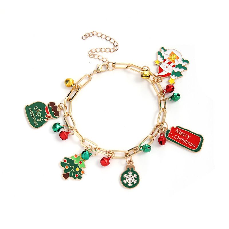 Bracelets à maillons et chaîne en argile souple en alliage avec sapin de Noël et élan mignons_voghion.com