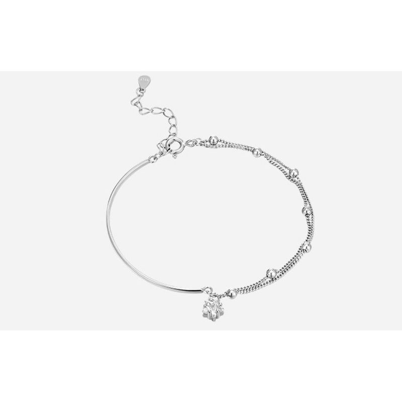 Star Half Bracelet Girl Plated Pure Silver Small and Simple Internet Celebrity Instagram Double Layer Handpiece_voghion.com