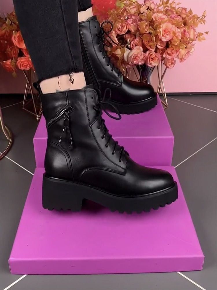 Neue Martin-Shorts im britischen Stil für Damen, Modell 2026: Dicke Sohle, Blockabsatz, Schnürung, Fleece-Futter, rutschfest, vielseitig und weich_voghion.com