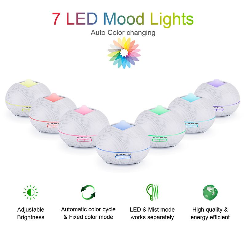 Aroma Diffuser Ultrasonic Humidifier 400ml Office Desk Aromatherapy Atomizer Colorful Wood Grain Aromatherapy Machine_voghion.com