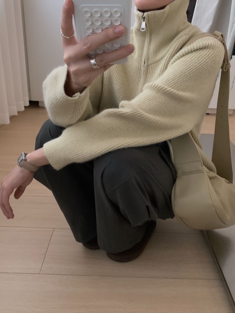 Herbst und Winter dicke doppelköpfige Reißverschluss High Neck Pullover Stehkragen Wolljacke_voghion.com