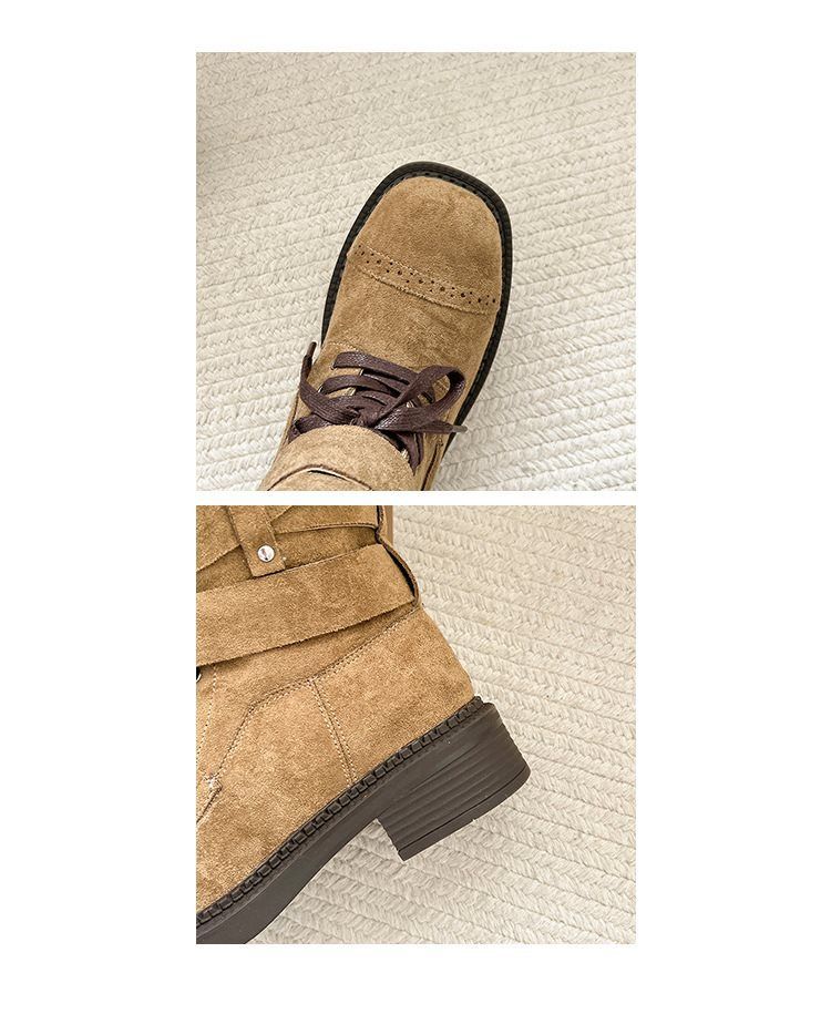 Martin Boots Slim-Fit Ankle Boots 2025 Herbst/Winter Neue Blockabsatz Mid-Calf Boots Vielseitig_voghion.com