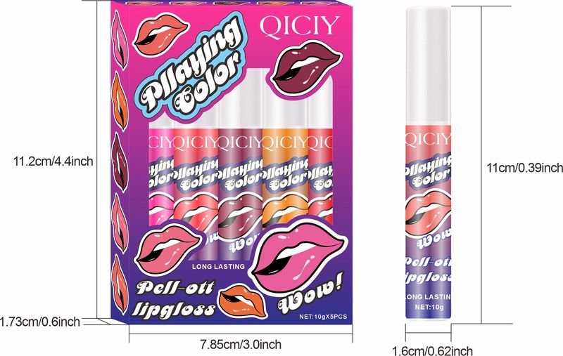 Lip Gloss Exclusive Tear Off Lip Glaze 5 Piece Set Matte Matte Lip Stain Tear Off Lipstick Waterproof Lip Gloss_voghion.com