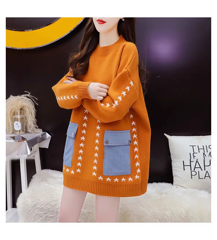 Suéter grande e chique sem esforço – rosa suave e laranja quente | Tamanho único Lazy Luxury_voghion.com