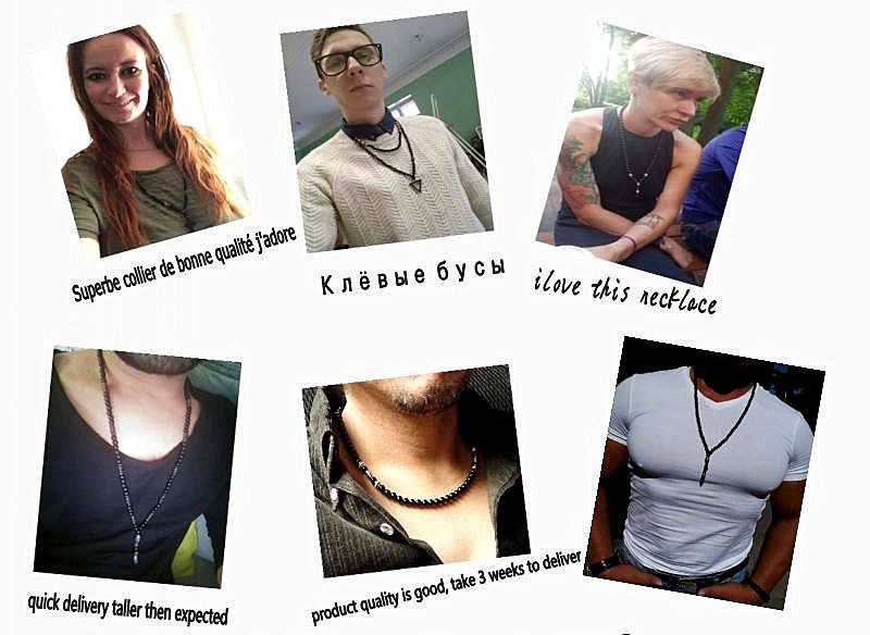 Vente chaude 6mm Lapis Lazuli Pierre Perle Hématite Pour Hommes Femmes Catholique Christ Chapelet Croix Pendentif Collier Dropshipping_voghion.com