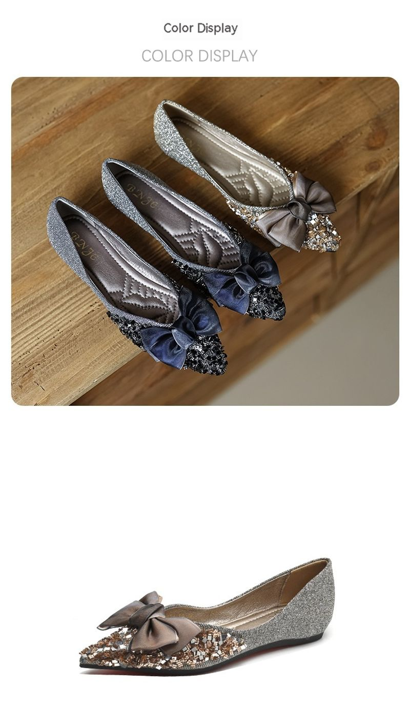 Punta piatta singola scarpa fiocco 2024 Nuovo un piede acqua diamante Scoop suola morbida bocca superficiale scarpe da donna di grandi dimensioni_voghion.com