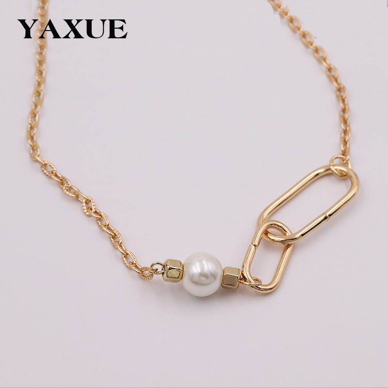 Collana da donna alla moda, semplice e di nicchia, elegante e versatile, con catena per clavicola e gioielli in perle di vetro_voghion.com