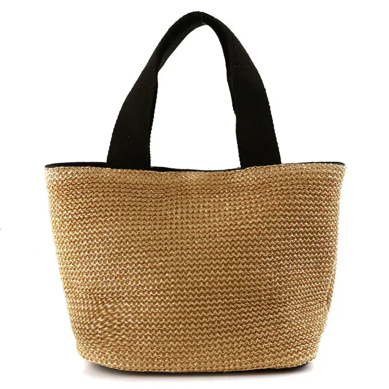 Borsa a tracolla da spiaggia in paglia da donna, stile bohémien, in rattan intrecciato, borsa a secchiello fatta a mano, borse a tracolla per 250314l_voghion.com