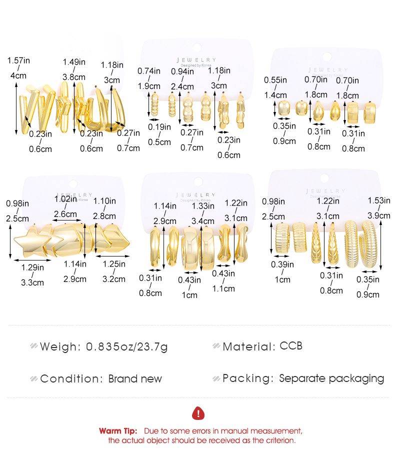 1 Piece 1 Set 1 Pair Classic Style C Shape Geometric Water Droplets Plating CCB Drop Earrings Ear Cuffs Ear Studs_voghion.com