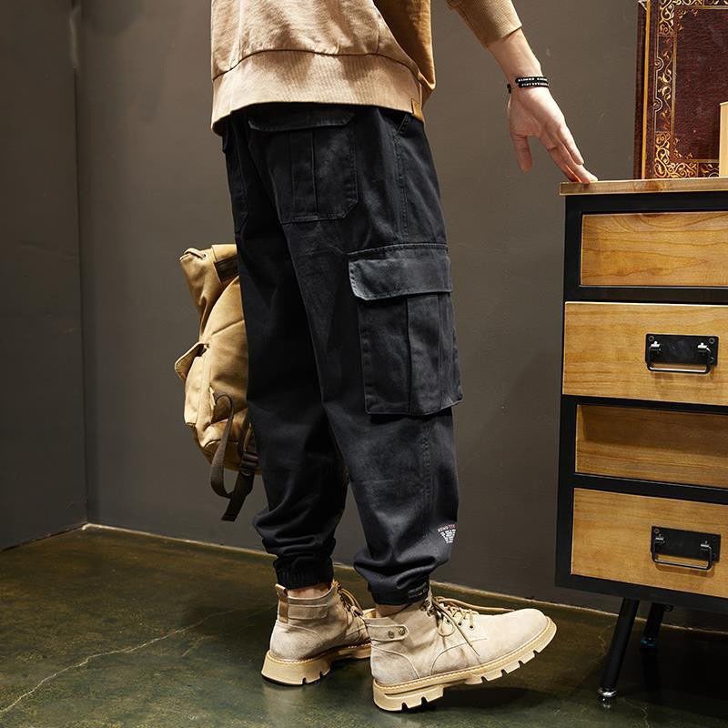 Pantalon cargo ample et décontracté pour homme, grande taille, avec velcro, style américain, idéal pour la randonnée, l'automne et l'hiver_voghion.com