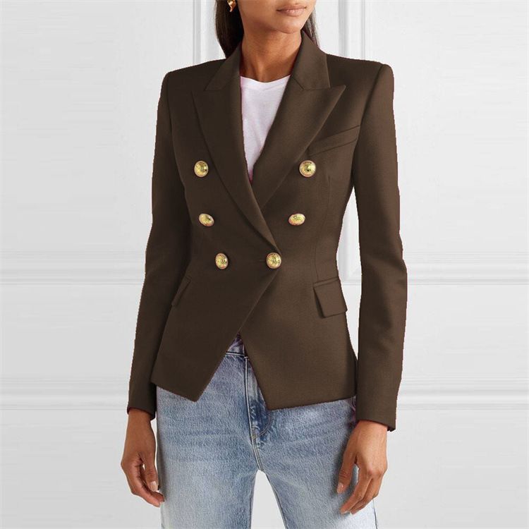 Blazer court décontracté à la mode pour femme, nouvelle collection printemps-automne 2025, couleur unie_voghion.com