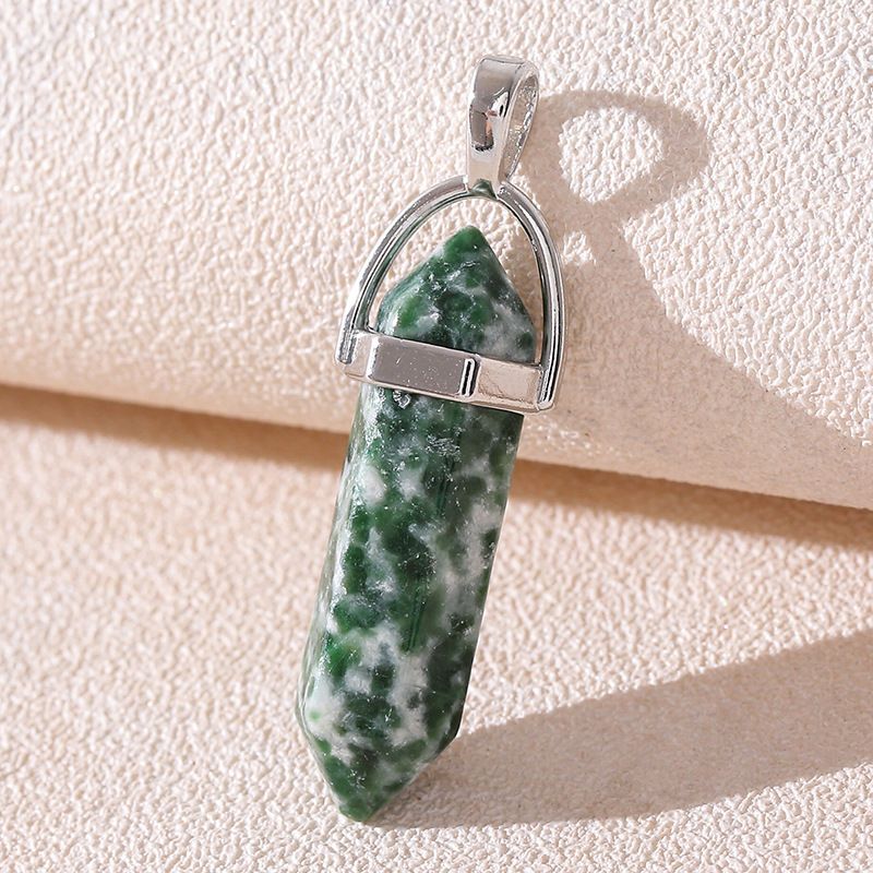 Natural stone pendant amethyst pink crystal hexagonal column pendant double pointed bullet single pendant accessories_voghion.com