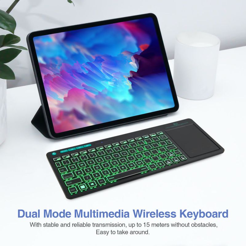 Rii K18S Wireless Bluetooth Keyboard with Backlit Touchpad For PC Smart TV_voghion.com