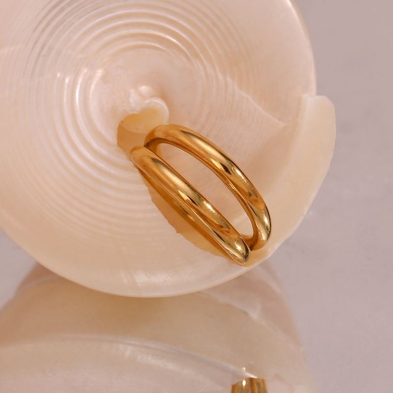 2024 Nuovo in acciaio inossidabile placcato oro con doppio laers lucidato a mano per donna Anelli da dito carini minimalisti femminili_voghion.com