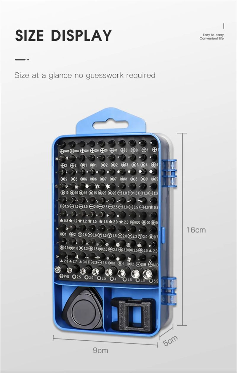 Jeu de tournevis de précision 115/117 en 1, embouts de tournevis hexagonaux magnétiques Torx, kit d'outils de réparation professionnels pour iPhone Xiaomi Mac PC_voghion.com