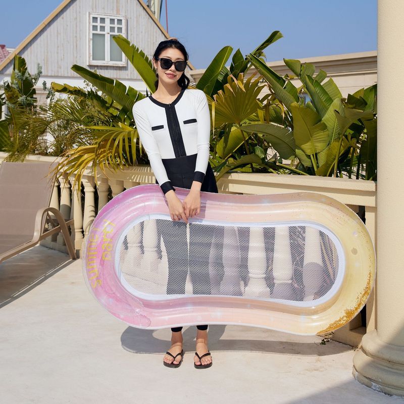 Pool & Accessories Premium Inflatable Pool Lounge Chair With Mesh Backrest Pillow Sparkling Adult Floating Bed_voghion.com