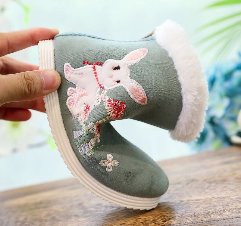 Stivali corti in cotone per bambini, autunno e inverno, in tessuto Hanfu ricamato, taglia S, per spettacoli di danza in stile cinese_voghion.com