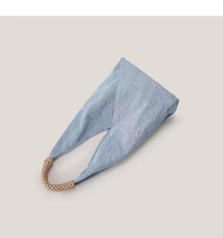 Borsa con manico da donna, design con texture in denim, borsa in tela, borsa tote monospalla da donna, borsa a mezzaluna_voghion.com