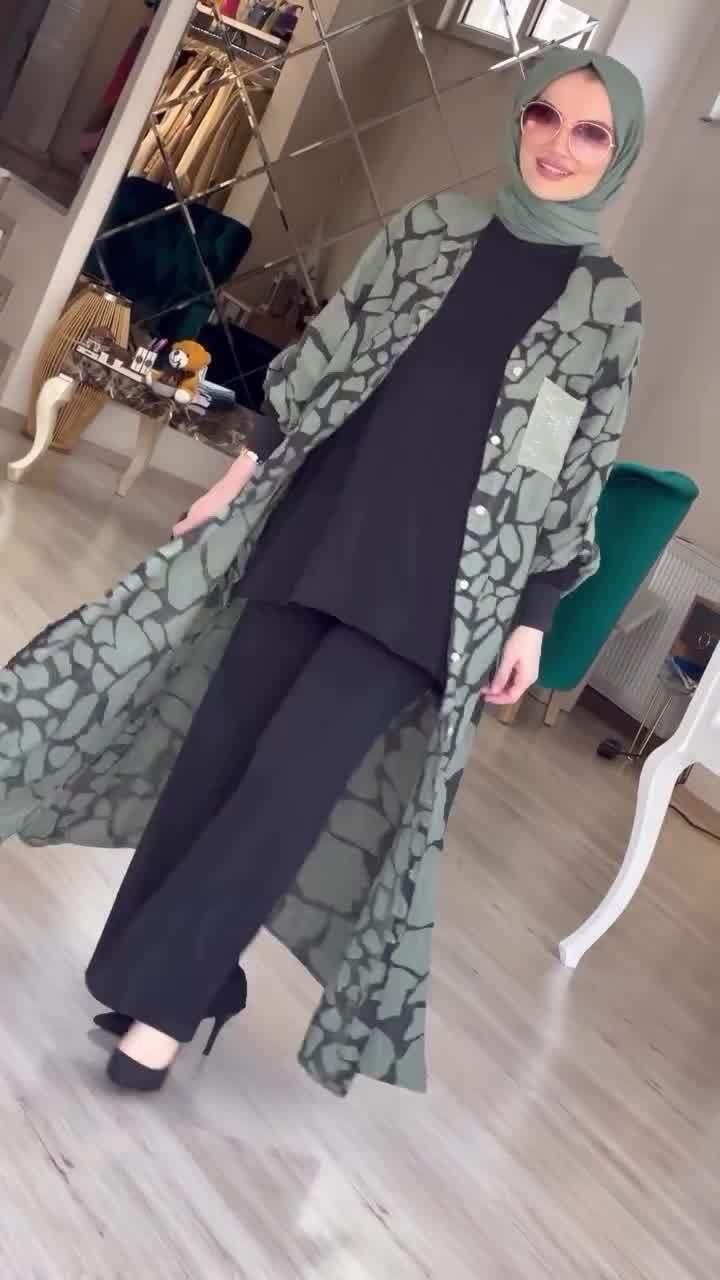 Damenbekleidung Sommermode Print Neues langärmeliges lockeres kragenloses Strickjackenkleid_voghion.com