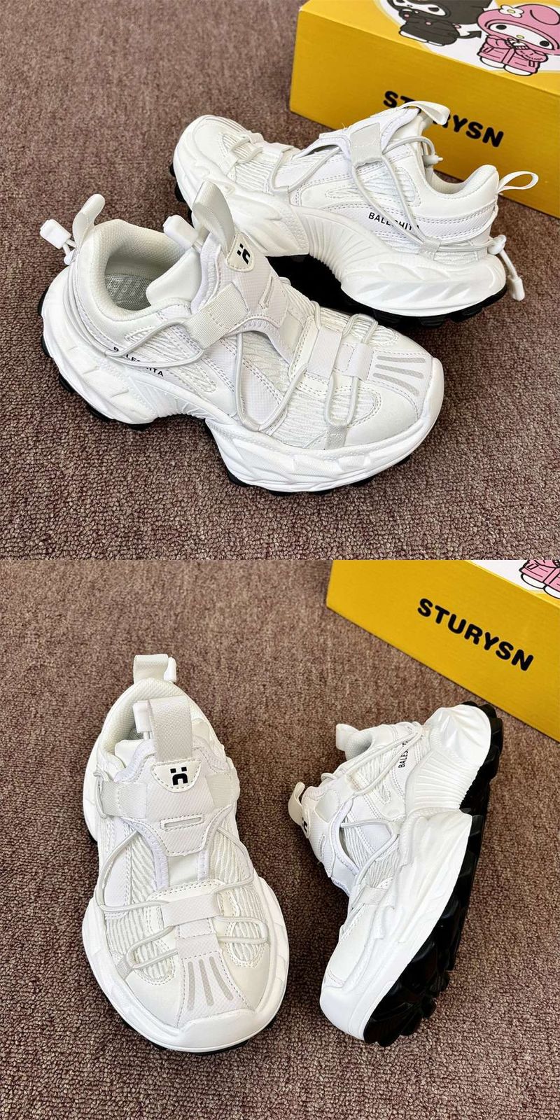 Scarpe da papà doppie bianche con fondo spesso da uomo e da donna_voghion.com