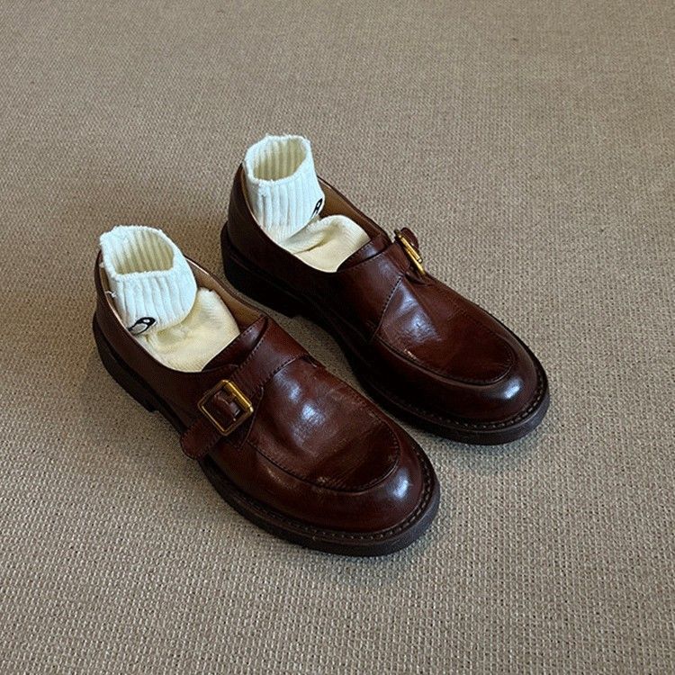 Cowhide 2025 Genuine Thick-Soled Loafers Spring And Autumn Single Black Versatile British College Style Women's Leather_voghion.com