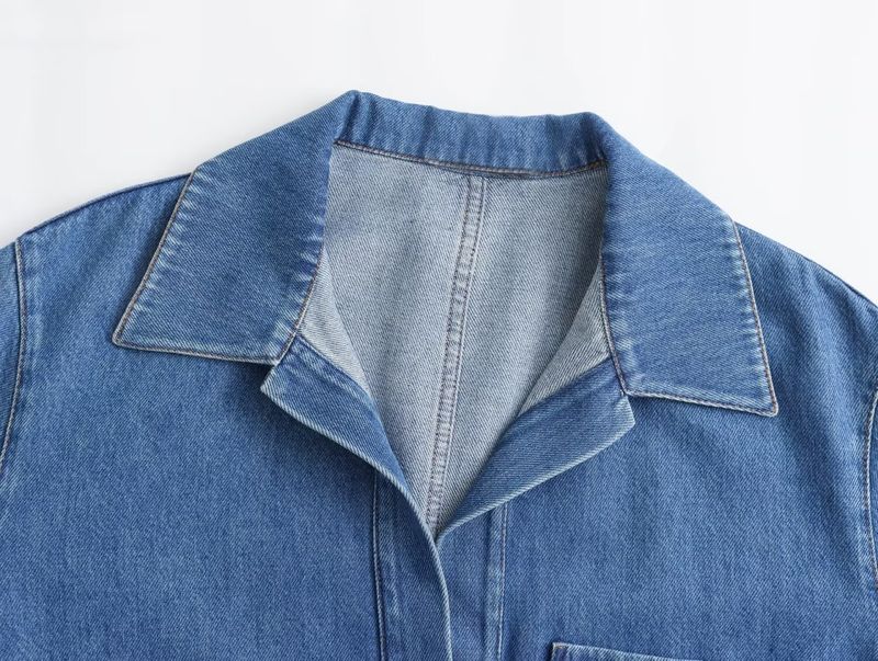 Women's Clothing Street Fashion Straight Pants Suit Tops Denim Casual Wear_voghion.com