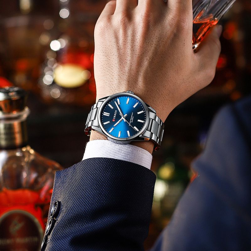 Orologio da uomo al quarzo impermeabile con cinturino in acciaio inossidabile, quadrante rotondo minimalista, stile casual per l'uso quotidiano, orologio da uomo per coppie_voghion.com