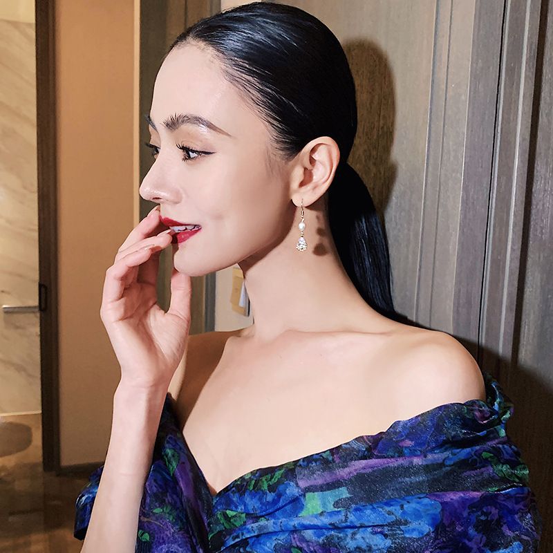 Damen-Ohrringe mit Reiskorn-Süßwasserperlen und Zirkonia-Wassertropfen – Französisches elegantes Temperament | Koreanischer Mode-Ohrschmuck für Pendler_voghion.com