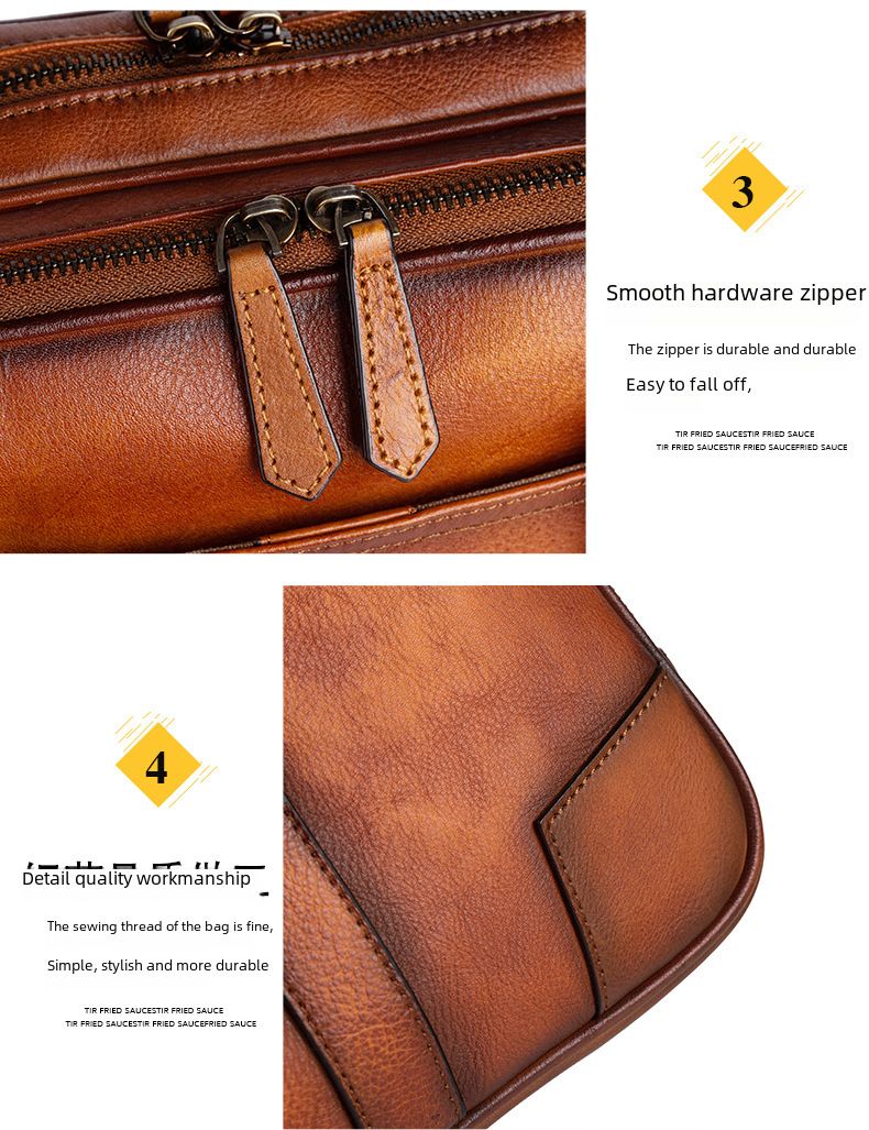 Men's Multi-compartment Briefcase Head-layer Tree-height Vegetable-tanned Cowhide Vintage Casual Briefcase_voghion.com