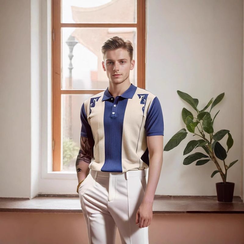 Polo d'été 2025d pour homme, coupe ajustée, style coréen, jacquard, soie glacée, décontracté, col rabattu, manches courtes, tricoté_voghion.com