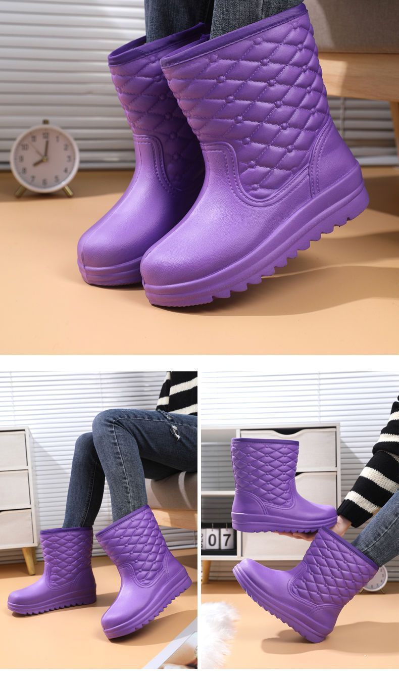 Stivali da pioggia caldi in EVA impermeabili e in pile da donna per bucato, lavaggio auto, scarpe igieniche da cucina, lavoro, antigelo,_voghion.com