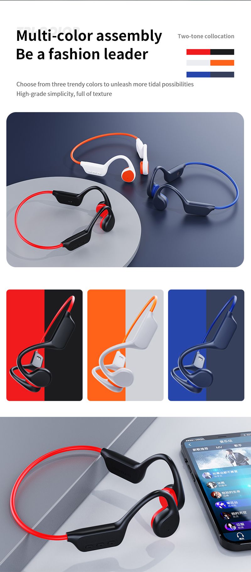 Echte botgeleidingsheadset IPX8 32GB Bluetooth 5.3 draadloze zwemhoofdtelefoon met microfoon, waterdicht, geschikt voor oefeningen_voghion.com