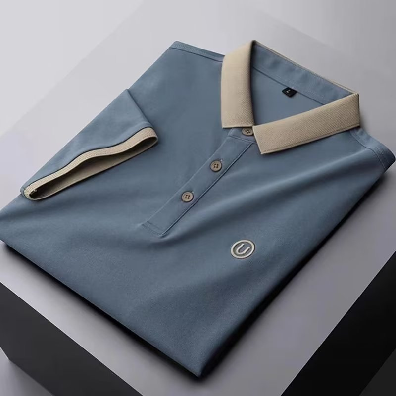 Fabricante de roupas masculinas, camisa polo masculina de verão, fina, moda empresarial, seda gelada, camiseta masculina de manga curta, respirável, casual, roupa de verão_voghion.com