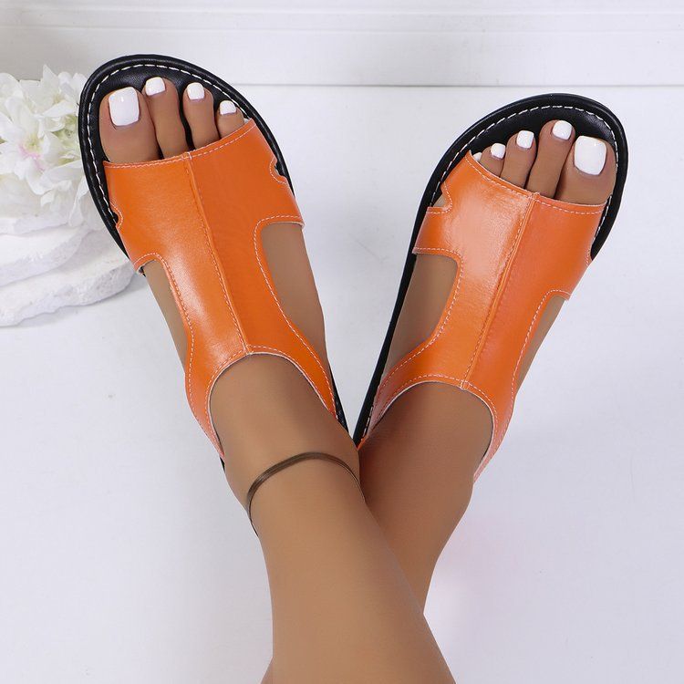 Flat For Women In The Summer Of 2025, New Round Open Toe Design, Side Empty Bag, Heel Outer, Oversized Sandals_voghion.com