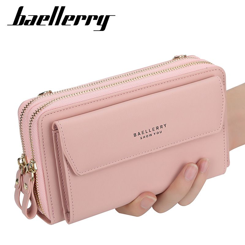 Baellerry Women's Long Wallet Korean Style Double Zipper Large Capacity Crossbody Fashion Versatile Phone Bag_voghion.com