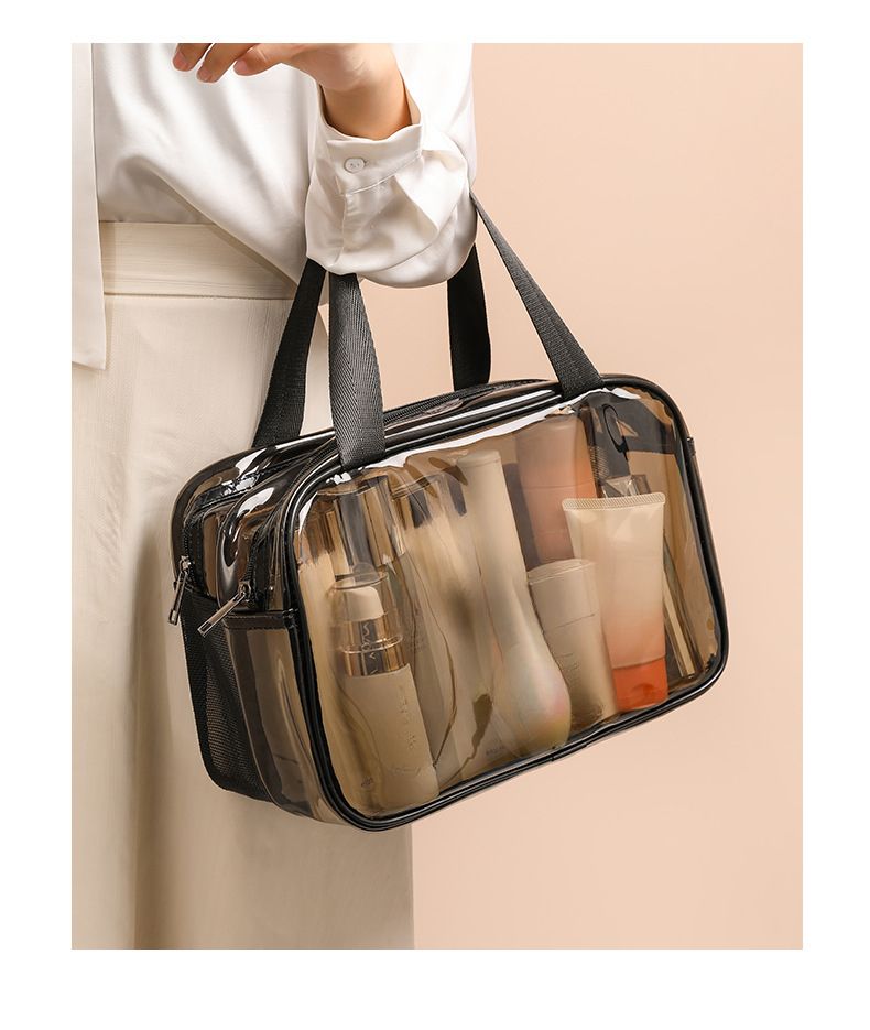 PVC Double Layer Dry Wet Separation Swimmin Thickened Compartment Transparent Bathin Waterproof Gym Toiletry Makeup_voghion.com